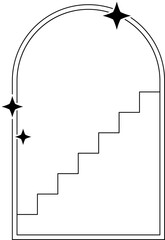 Frames collection with different stars. Minimalistic linear frames, arches, elements, geometric shapes and lines. Arch frame with sparkles Frames for poster design, vector illustration in modern style