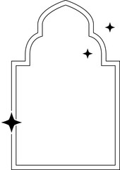 Fototapeta premium Frames collection with different stars. Minimalistic linear frames, arches, elements, geometric shapes and lines. Arch frame with sparkles Frames for poster design, vector illustration in modern style