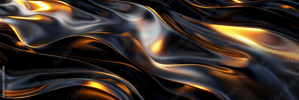 Poster abstract background with dark lines and waves of golden light, 3d rendering.