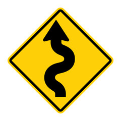 Left Winding Road warning road signs. Vector