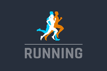 Run, sport athletic logo, group of running people