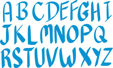 blue English's alphabet, Hand drawn alphabet A B C D E F G H I J K L M N O P Q R S T U V W X Y Z