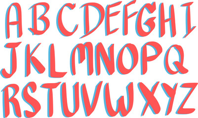 Red pink blue English's alphabet, Hand drawn alphabet A B C D E F G H I J K L M N O P Q R S T U V W X Y Z