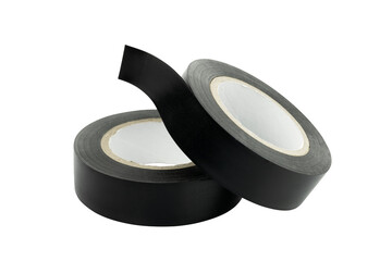 Double Black plastic adhesive tape isolated on white background with clipping paths.
