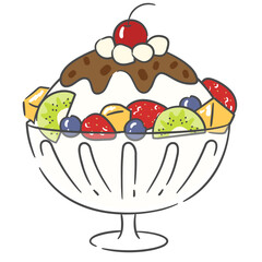 과일 빙수 일러스트