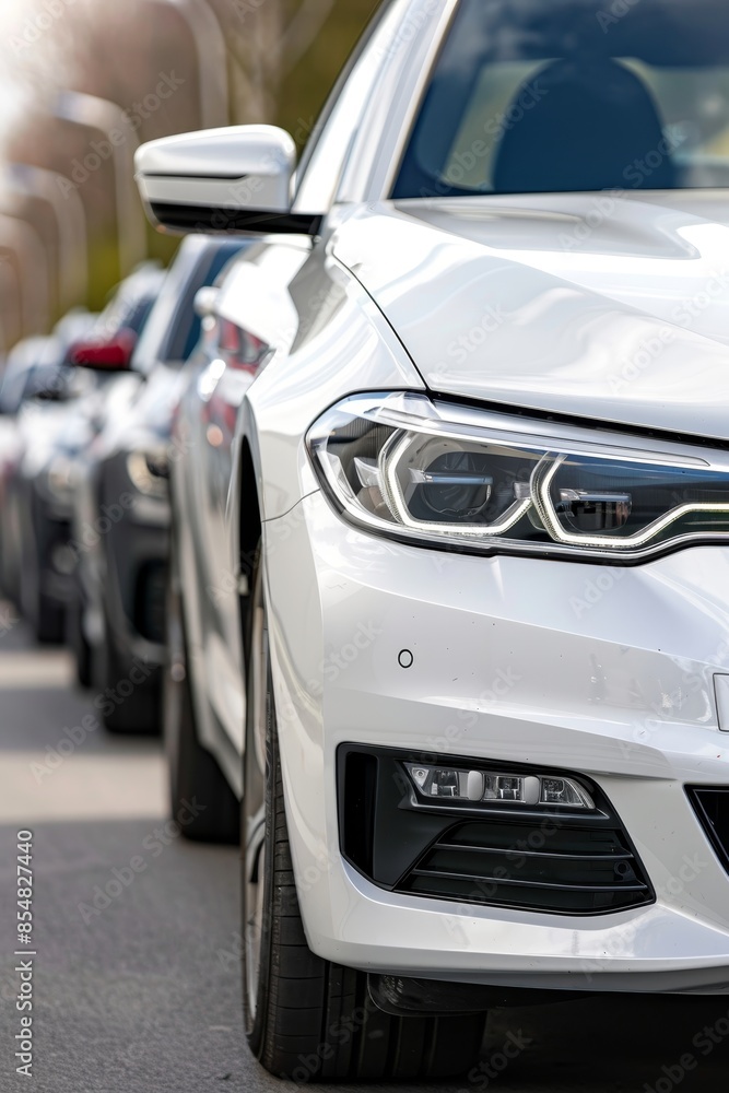 Poster efficient modern car assembly line in a bustling factory optimizing production processes