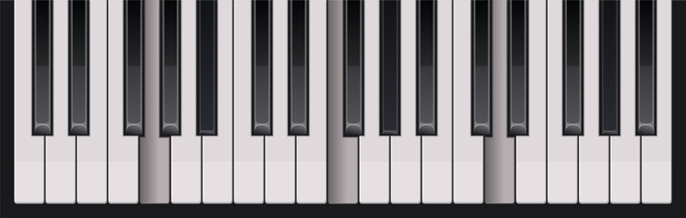 Naklejka premium Top view of realistic detailed shaded piano keyboard set