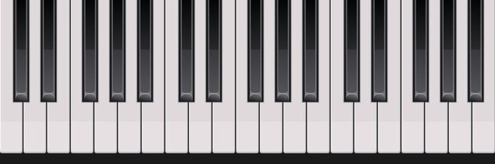 Top view of realistic detailed shaded piano keyboard set