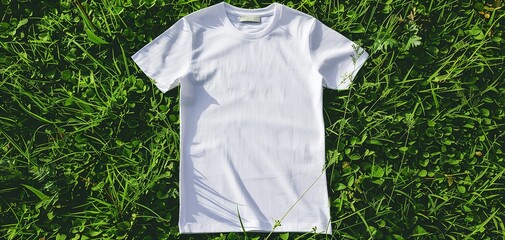 A blank white t-shirt on wooden table ,T shirt mockup psd template