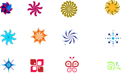 vector, flower, illustration, icon, star, sun, decoration, design, leaf, set, pattern, summer, Floral
