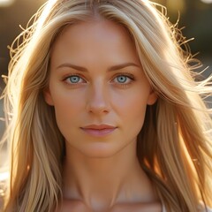 Portrait of a beautiful girl with blond hair and freckles