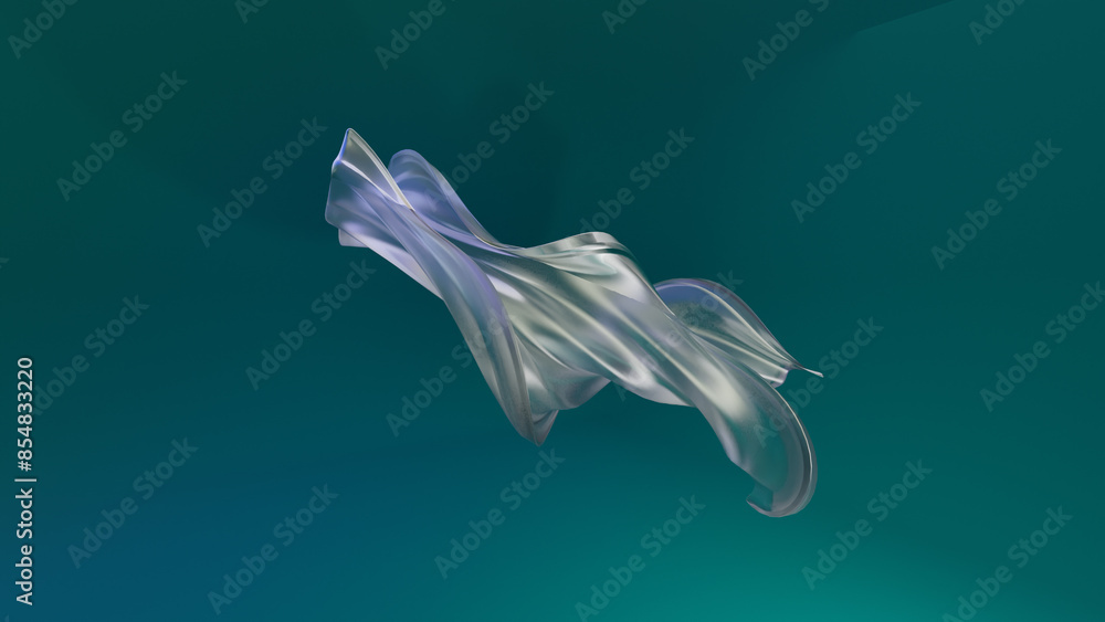 Poster 3d rendered organic shape in transparent materials. visualization of an abstract composition.