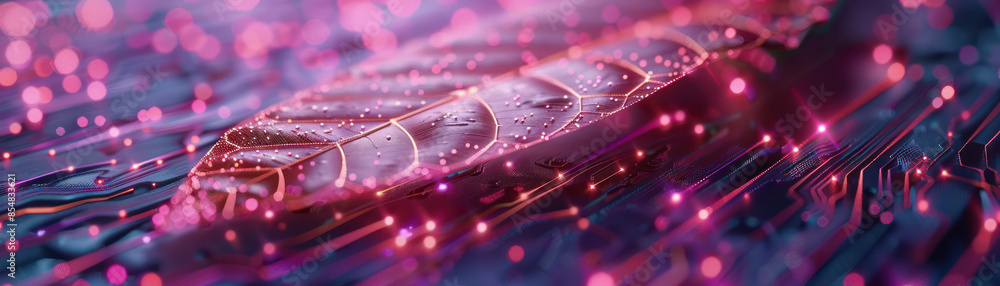 Aufkleber enchanting abstract digital feather surrounded by vivid neon lights and bokeh effects creating a dre