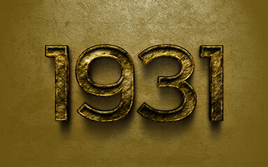 3D dark golden number design of 1931 on cracked golden background.