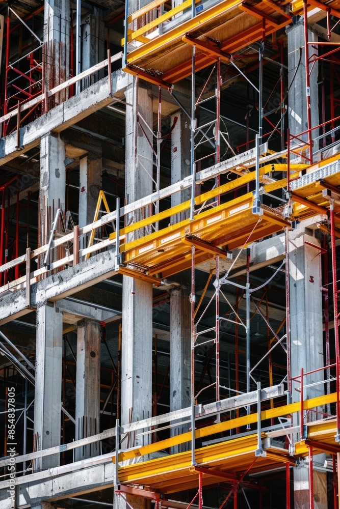 Poster Image of a construction site with scaffolding and scaffolding, suitable for use in articles about building or infrastructure projects