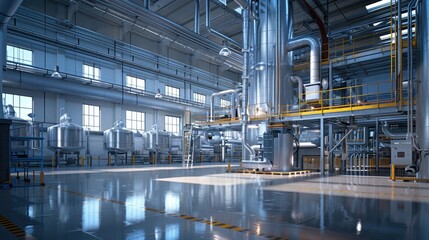 Clean and structured industrial factory with efficient production setup