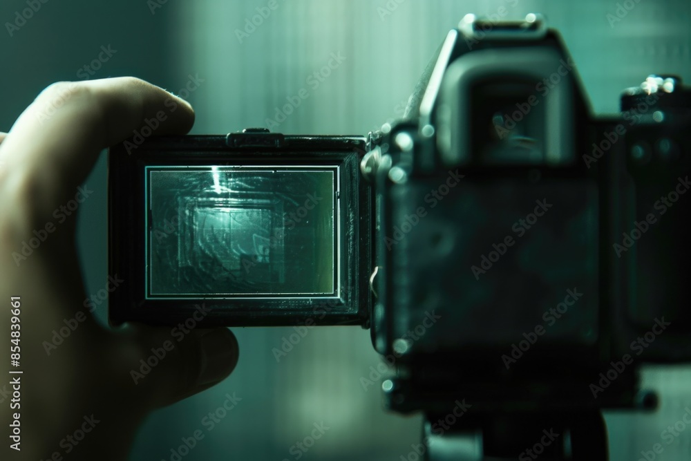Poster a person using a camera to capture a moment