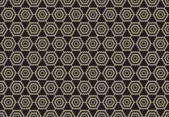 Geometric Ornament With Striped Interlacing Rhombuses. Vector Seamless Monochrome Pattern. Modern Stylish Texture.