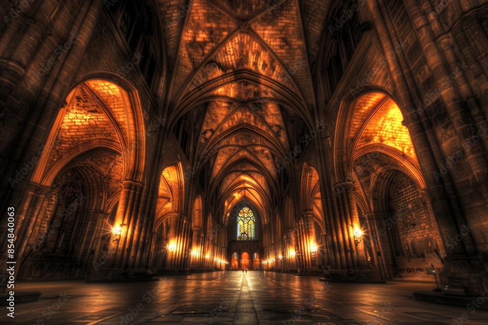 Fototapete A large cathedral with many columns, suitable for use in architecture or faith-based contexts