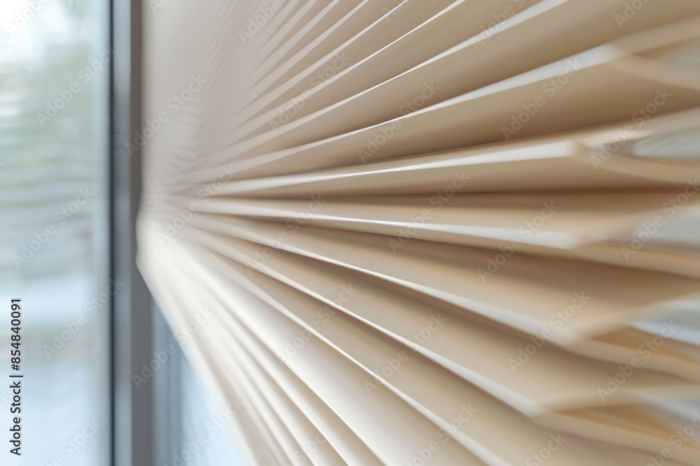 Poster A close-up view of a window with blinds