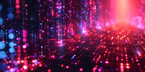 wallpaper techonogy  wave abstract of matrix light, data center network light transfer virtual