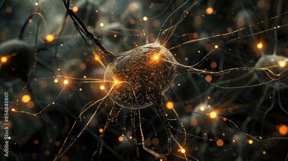 Aufkleber a group of interconnected neurons, highlighting their complex structure and organization