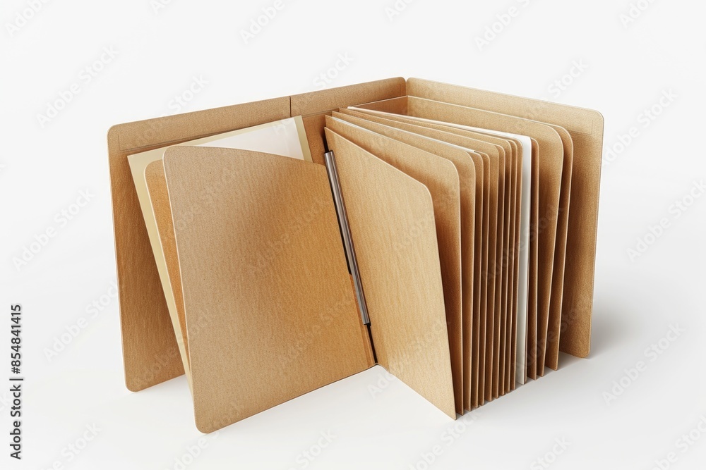 Poster stacks of brown folders, possibly used in an office setting or for storing documents