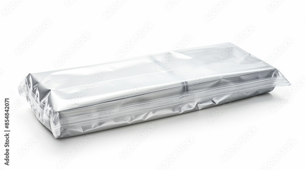 Aufkleber A simple image showing a foil bag sitting on a white surface, perfect for use in product photography or as a background element