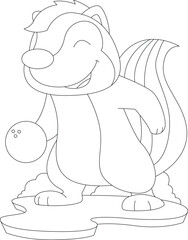 Skunk Bowling Bowling ball Sports Animal Vector Graphic Art Illustration