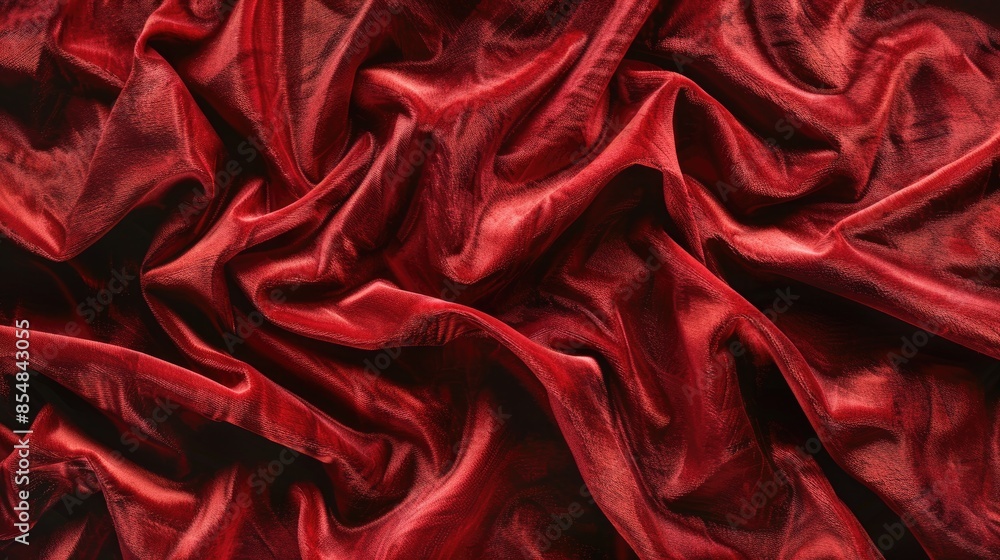 Poster texture of red velvet fabric for background with space for text