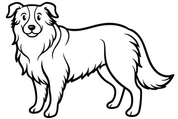 Shepherd - line art of a Standing Shepherd Dog, in black and white vector illustration.