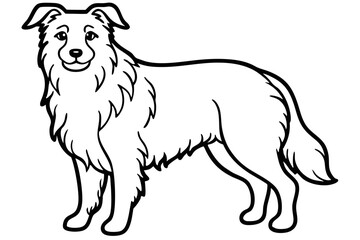Shepherd - line art of a Standing Shepherd Dog, in black and white vector illustration.
