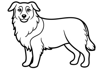 Shepherd - line art of a Standing Shepherd Dog, in black and white vector illustration.