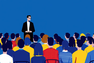 Businessman Leading a Presentation to a Diverse Audience. Generative AI