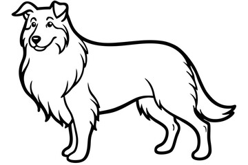 Shepherd - line art of a Standing Shepherd Dog, in black and white vector illustration.