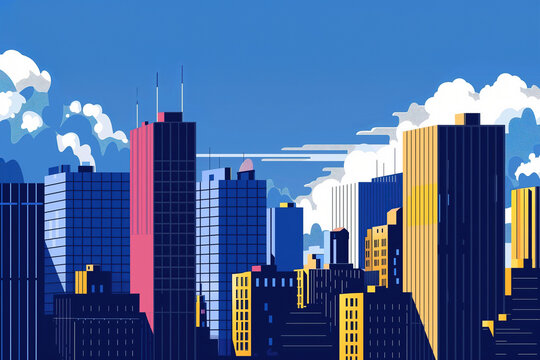Cityscape Illustration Depicting Business Success and Financial Growth. Generative AI
