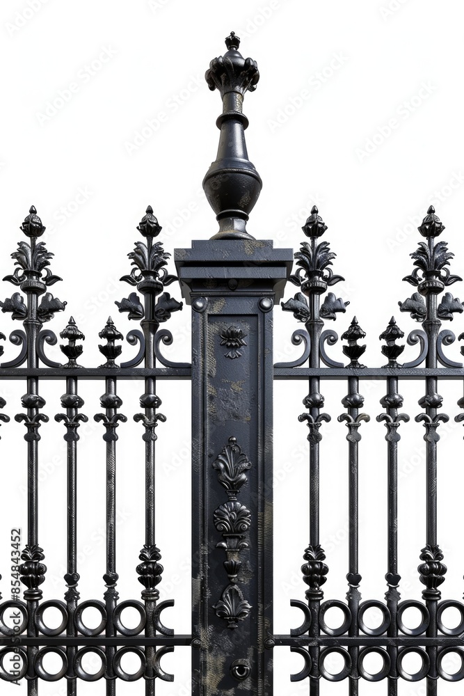 Aufkleber a close-up view of a metal fence with a clock installed