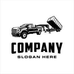 Pick up truck and dump trailer vector with masculine style design