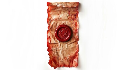 A traditional wax seal on top of a piece of paper, often used for official documents or letters