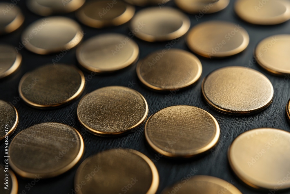 Poster a close-up shot of a bunch of coins on a table