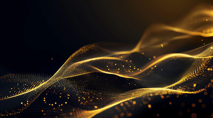 Dark background, golden swirls, light particles, abstract spiral, golden light, swirls of light, dark abstract, golden particles, left side swirl, right side swirl, golden spiral, dark gold, golden li