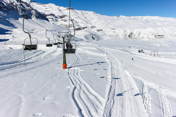 ski lift in the mountains