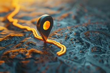 A map showing a location marked with a yellow pin, useful for indicating a specific spot or point of interest