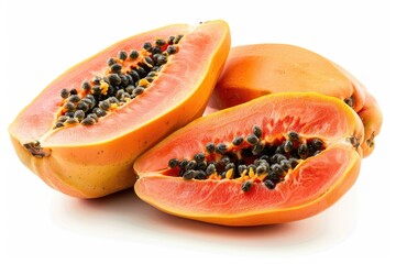 Fresh papaya cut in two halves, ready to be used or served