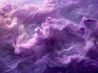 Obraz premium Abstract Purple and White Ink Swirls in Water - A mesmerizing blend of purple and white ink swirling and dancing in water.