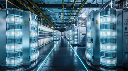 Fototapeta premium A large room filled with refrigerators stored on shelves and on the floor