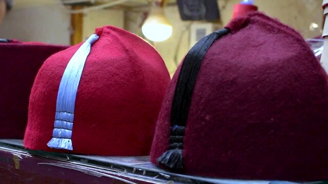 Stages of tarbush manufacturing,Tarboosh industry, Cairo Egypt	
