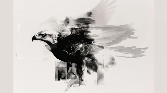 Duotone illustration of Eagle And Falcon