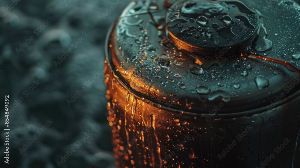 Poster close-up view of a water can with water on its surface