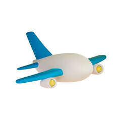 Realistic render airplane isolated on white background. 3D cartoon plane travel concept. Vector illustration